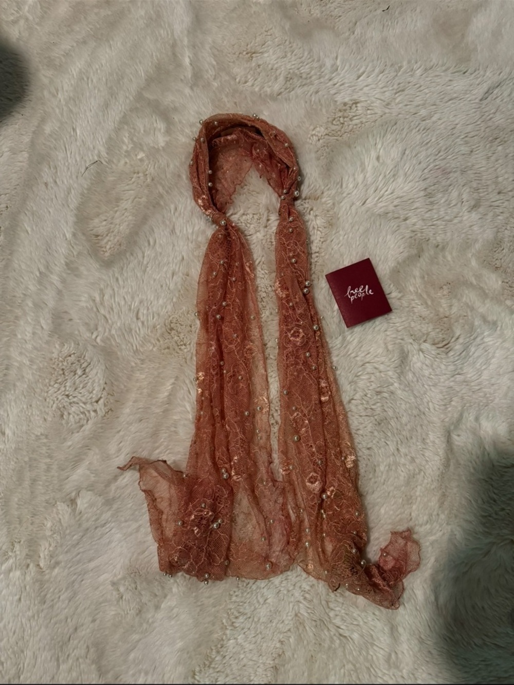 Free People Rembrant Blush Lace Hair Scarf Headband - Picture 2 of 6